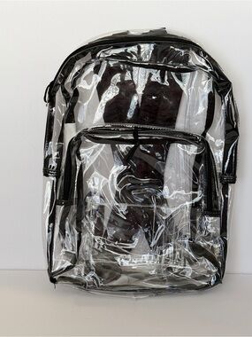 Clear Black-Trim Backpack - Transparent zip up backpack Bag